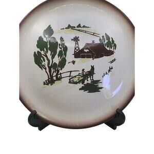 VTG Mid Century Farm House 11" Dinner Plate Brock California Stoneware Rustic